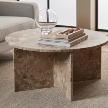 Ümmargune Marble diivanilaud 90cm, erinevad värvid