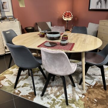 Söögilaud Thor + lisaplaat, valgendatud tamm, salonginäidis